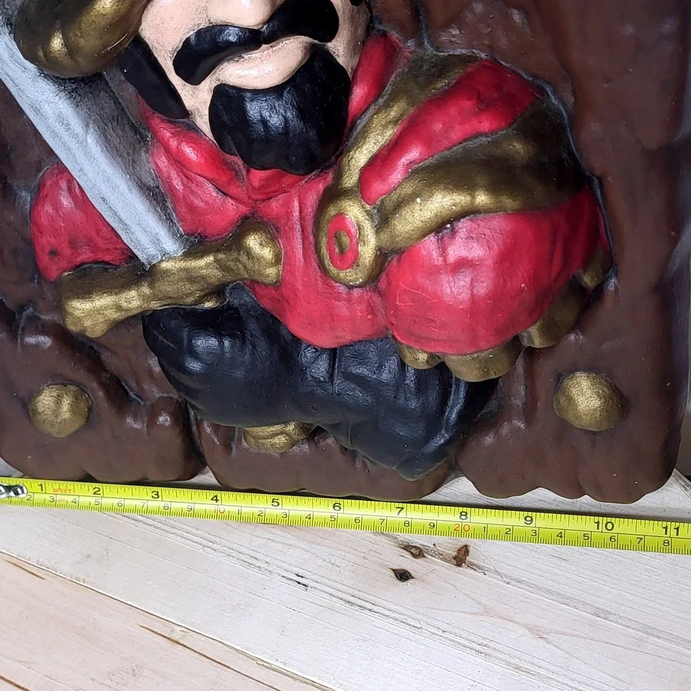 Vintage Spanish Conquistador Wall Art Plaque Set 3D Relief Red Blue Gold 14x10